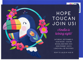 'Cute Toucan' Kids Birthday Invitation