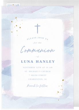 'Pastel Watercolor' First Communion Invitation