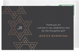 'Star Trio' Bat Mitzvah Thank You Note