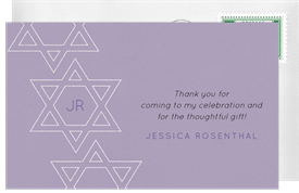 'Star Trio' Bat Mitzvah Thank You Note