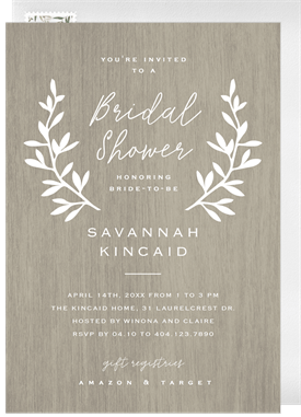 'Rustic Laurels' Bridal Shower Invitation