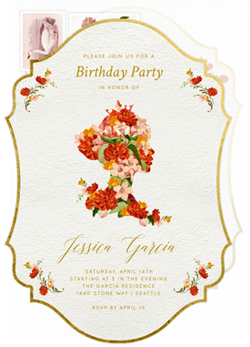 'Floral Princess' Kids Birthday Invitation