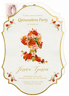 'Floral Princess' Quinceañera Invitation
