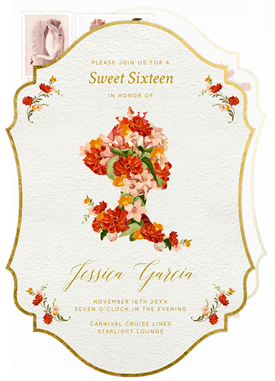 'Floral Princess' Sweet 16 Invitation