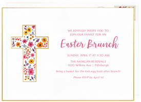 'Floral Cross' Easter Invitation