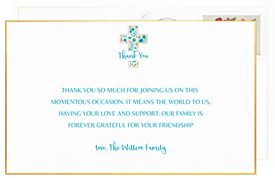 'Floral Cross' Baptism Thank You Note