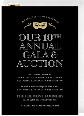 'Gold Masquerade' Gala Invitation