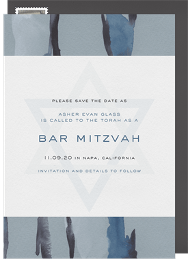 'Watercolor Brushstrokes' Bar Mitzvah Save the Date