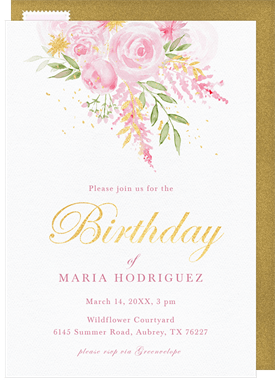 'Floral Sparkle' Adult Birthday Invitation