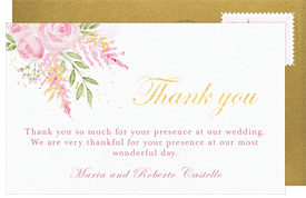 'Floral Sparkle' Wedding Thank You Note