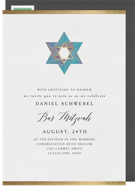 'Watercolor Star' Bar Mitzvah Invitation