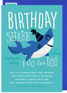 'Birthday Shark' Kids Birthday Invitation