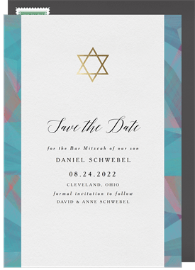 'Watercolor Star' Bar Mitzvah Save the Date