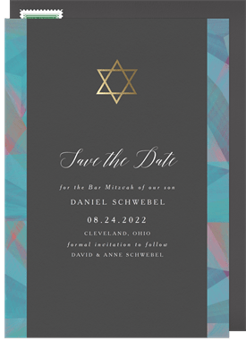 'Watercolor Star' Bar Mitzvah Save the Date