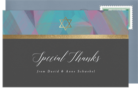 'Watercolor Star' Bat Mitzvah Thank You Note