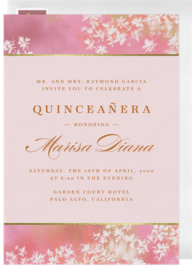 'Abstract Blossoms' Quinceañera Invitation