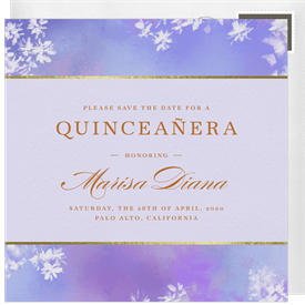 'Abstract Blossoms' Quinceañera Save the Date