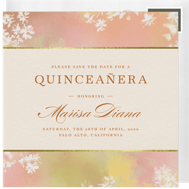 'Abstract Blossoms' Quinceañera Save the Date