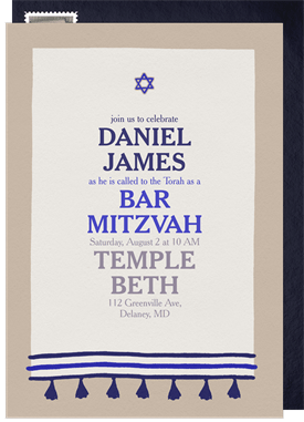 'Tallit Tassels' Bar Mitzvah Invitation