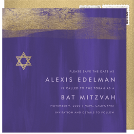 'Warm Brushed Gold' Bat Mitzvah Save the Date