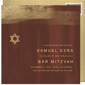 'Brushed Gold' Bar Mitzvah Save the Date