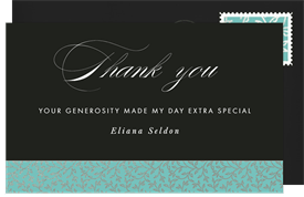 'Foiled Vines' Bat Mitzvah Thank You Note