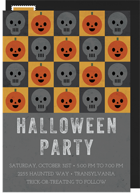 'Pumpkins and Skulls' Halloween Invitation