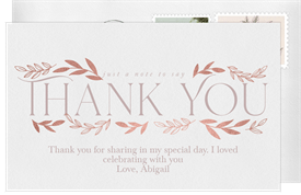 'Faux Gold Garden' Bridal Shower Thank You Note