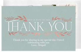 'Faux Gold Garden' Bridal Shower Thank You Note