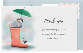'Rainy Day Swan' Baby Shower Thank You Note