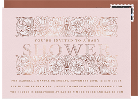'Antique Floral Shower' Baby Shower Invitation