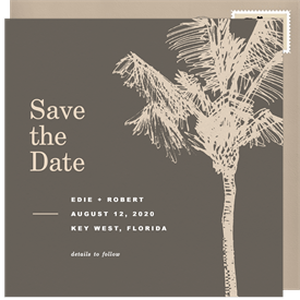 'Palm Tree Sketch' Wedding Save the Date
