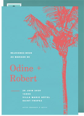 'Palm Tree Sketch' Wedding Invitation