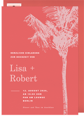 'Palm Tree Sketch' Wedding Invitation