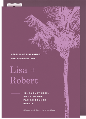 'Palm Tree Sketch' Wedding Invitation