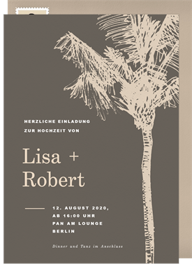 'Palm Tree Sketch' Wedding Invitation