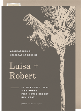 'Palm Tree Sketch' Wedding Invitation