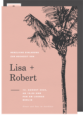 'Palm Tree Sketch' Wedding Invitation