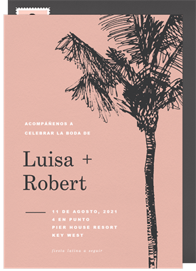 'Palm Tree Sketch' Wedding Invitation