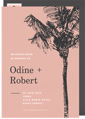 'Palm Tree Sketch' Wedding Invitation