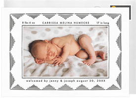 'Lined Triangle Frame' Birth Announcement