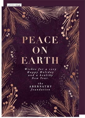 'Elegant Peace on Earth' Business Holiday Greetings Card