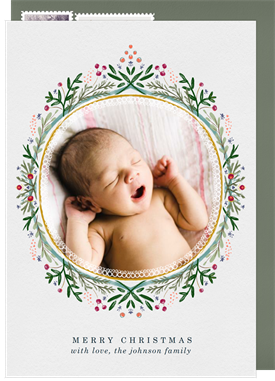 'Colorful Folk Wreath' Holiday Greetings Card