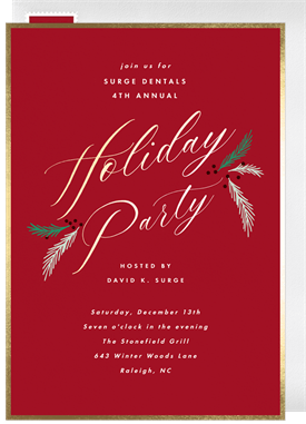 'Holiday Pines' Business Holiday Party Invitation