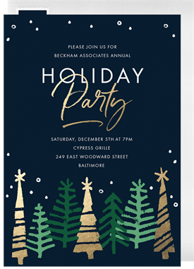 'Stylized Forest' Holiday Party Invitation