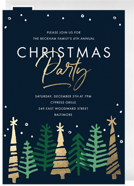 'Stylized Forest' Christmas Party Invitation