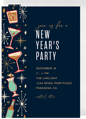 'Sparkles and Spirits' New Year's Party Invitation