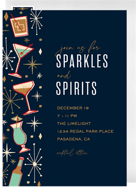 'Sparkles and Spirits' Christmas Party Invitation