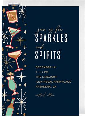 'Sparkles and Spirits' Business Holiday Party Invitation