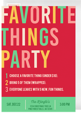'Favorite Things Party' Holiday Party Invitation